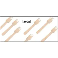 TakeAware 200x Houten vork naturel 160mm - Bestek duurzaam hout vork salade vork