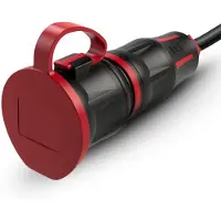 Pce 25731-sr Beschermende contactkoppeling 16A 250V 3-polig 2P+EI IP54 LED-indicator I TopTaurus2-serie I rood zwart PA6 2K rubbercoating I Waterdichte buitenkoppeling