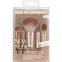 Real Techniques , Nieuwe Nudes 2.0, On-The-Glow Mini Borstel Set + Spiegelpak, 6 Stuk Set