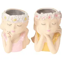 Viana Bloempot Keramiek Dreaming Girl Assorti H19.5cm 2st, 2 Stück