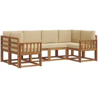 vidaXL Buiten bank set 6 st Natuurlijk en Beige