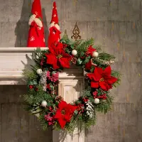 Viana Kunstkerstster rode zijden bloemen decoratie 6 stuks in een bos