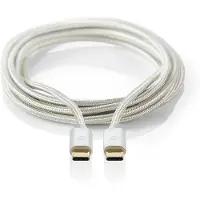 Nedis USB-kabel | USB 3.2 Gen 2 | USB-C stekker | USB-C | 4K@60Hz | 10 Gbps | Verguld | 1,00 m | Rond | Gevlochten / Nylon | Aluminium | Verpakking