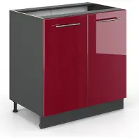 Vicco Keukenonderkast Fame-Line, Bordeauxrode hoogglans/Antraciet, 80 cm zonder werkblad