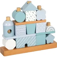 Small Foot Design - Houten Stapelhuis Blauw - 18dlg.