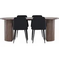 Ebuy24 Härön eethoek tafel 90x200cm en 4 velours stoelen mocca.