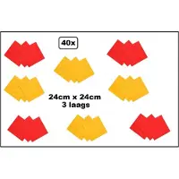 Wefiesta 40x Servetten rood en geel 24cm x 24cm - 3 laags - Party Cocktail servet diner eten knoeien restaurant BBQ thema feest verjaardag feest