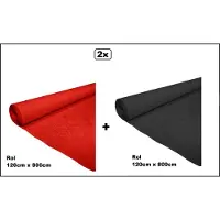 Wefiesta 2x Tafelrol tafelkleed rood en zwart 120cm x 800cm papier - totaal 16 meter - Party diner food festival eten fun thema feest party