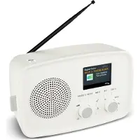 Medion DAB+ radio met Bluetooth DRE-1 (DAB Plus, FM-radio, druppelbescherming, telescoopantenne, wekker, sluimerfunctie, instelbare display-dimmer, ASA-noodwaarschuwingssysteem), wit