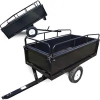 Wiltec kiepwagen, 200 x 78 x 94,5 cm, maximaal 300 kg, aanhanger met kipperfunctie voor grastractor, met roosters en afneembare zijwanden