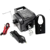 Wiltec Elektrische lier, 12V, 280W, geschikt voor een gewicht tot 4990 kg, 1,38 m/min, motorlier met 10,5 meter staalkabel, elektrische lier met haak en afstandsbediening