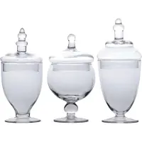 Intirilife Set van 3 Victoriaanse Stijl Snoeppotten - 25 x 11.5 / 22.5 x 10.1 / 21 x 12 cm - Vintage, voor Snoep, Koekjes, Glazen Pot met Deksel, Decoratie, Bewaarpot, Container