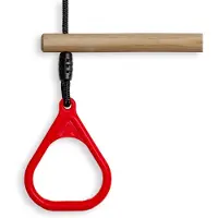 Buitenspeelgoed Keupink Houten Ringtrapeze met Kunststof Ringen Rood - BR touw zwart