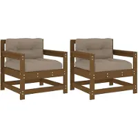 Syfax Tuinstoelen 2 st met kussens massief grenenhout honingbruin