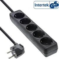 InLine Stekkerdoos met 5 contacten / zwart - 1,5 meter