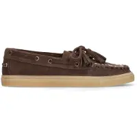 Manfield Bruine suède boatloafers | Maat 38