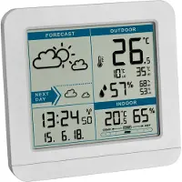 TFA-Dostmann 35.1152.02 SKY - Weerstation - Draadloos - Buiten- en Binnetemperatuur - Weersverwachtingen - Luchtvochtigheid - Zendergestuurde Tijd - Datumaanduiding - Alarm - Snooze - Wit