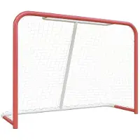 vidaXL Hockeydoel met net, rood en wit, 153x60x118 cm, staal en polyester