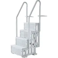 Vevor Trap voor zwembad, grijs, met 4 treden en 2 handrails, draagvermogen 400 lb, geschikt voor zwembaden met een hoogte van 48-54 In