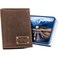 Peterson herenportemonnee van suèdeleer, RFID-bescherming, bruin, 12,5 x 9,5 cm