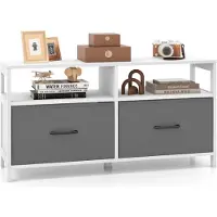 Coast Opbergkast - 2 Stoffen Laden en 2 Open Vakken - 100 x 30 x 53 cm - MDF - Wit