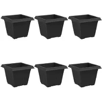 vidaXL Vierkante Bloempot 6 st Zwart 33 x 33 x 26 cm Kunststof