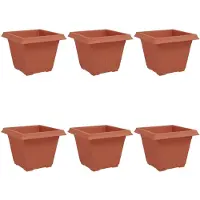 vidaXL Vierkante Bloempot 6 st Baksteenrood 43 x 43 x 33,5 cm