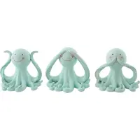 J-Line decoratie Octopus Zien/Horen/Spreken - polyresin - lichtgroen - large - set van 3