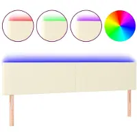 vidaXL Hoofdbord LED 200x5x78/88 cm kunstleer crèmekleurig