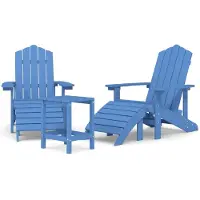 Syfax Tuinstoelen Adirondack met voetenbank en tafel HDPE aquablauw