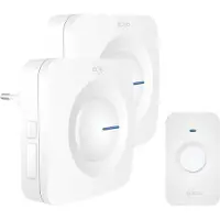 Elro DB3000 Draadloze Deurbel Set – met 1x Ontvanger op batterij + 1x Plug-in Ontvanger - Bereik 300 meter - IP65 Waterdicht - 64 Melodieën - Wit