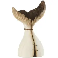 J-Line decoratie Walvis Staart - hout - naturel/wit - small - 2 stuks