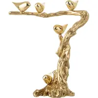 J-Line decoratie Vogel Op Tak - polyresin - goud - small