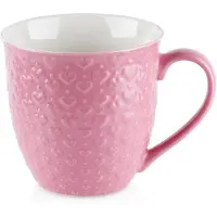 Orion - Keramische Beker - 580 ml - Roze - Hartjesdecoratie