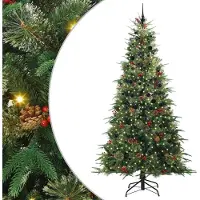vidaXL Kunstmatige Hinged Kerstboom met 300 LED Groen 240 cm PE en PVC