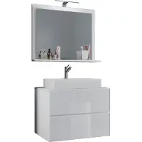 VCM 3 st. wastafel wastafel | wastafelmeubel breedte 60 cm | badkamermeubel set met lades Spiegel | Lendas