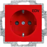 Busch-Jaeger BJ balance SI Schuko combinatie stekker 20 EUC/DV-917, met de opdruk "EDV" in rode letters