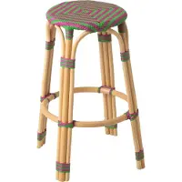 Jline kruk Geo - polyresin/rotan - roze/groen - 2 stuks