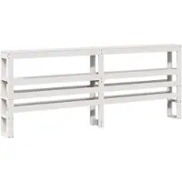 vidaXL Hoofdbord met schappen 200 cm massief grenenhout wit