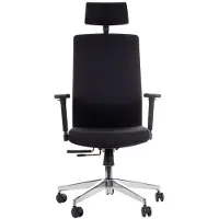 Stema Ergonomische draaibare bureaustoel ZN-807-C, verstelbare armleuningen, hoofdsteun, aluminium onderstel, verschuifbare zitting (voor-achter), zwart