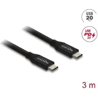 DeLOCK Coaxial USB 20 Gbps cable USB PD 3.0 60 W 3 m