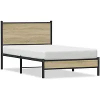 vidaXL Bedframe zonder matras metaal sonoma eikenkleurig 107x203 cm