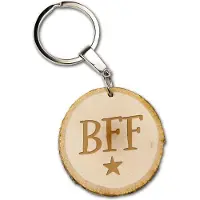 Miko Boomschijf sleutelhanger - BBF | (bruin en zilver)