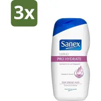 Sanex 3 x Dermo - Pro Hydraterend - Douchecrème - Zeer Droge Huid - 500 ml - Hydratatie Huid - Droge Huid - Douchecrème - Huidbescherming - Dermo Active 3 Complex