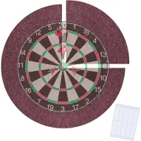 Relaxdays Dartbord beschermingsring, 4-delig, Ø 60 cm, vangring van vilt, omhulde bord, voor wandmontage, inclusief plakpads, bordeauxrood