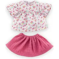 Corolle poppenkleding set bloemenblouse en rok 36cm poppenaccessoire.