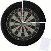 Relaxdays Dartbord beschermingsring, 4-delig, Ø 60 cm, viltopvangring, omhulde bord, voor wandmontage, inclusief zelfklevende pads, zwart