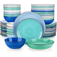 Happyment Magnifica Serviesset - 48 delig - 12 persoons - Blauw - Dinerborden - Bordenset - Diepe borden - Ontbijtborden - Servies - Keukenservies