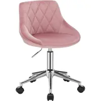 Happyment Bureaustoel deluxe - Voor volwassenen - Roze - Op wielen - Ergonomische bureaustoel - Velvet - In hoogte verstelbaar