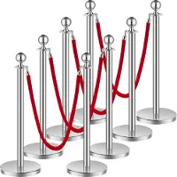 Vevor Drijvende barrière (8 stuks) met 4 rode fluwelen touwen (1,5 m lang)